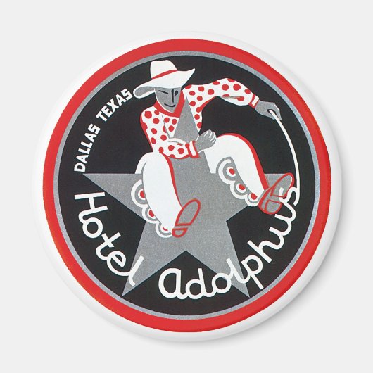 Aimant Vintage voyage, Hotel Adolphus à Dallas, Texas (Devant)