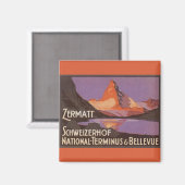 Aimant Vintage voyage, Mont Matterhorn en Suisse (Recto/Verso)