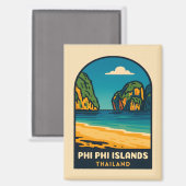 Aimant Vintage voyage Phi Phi Îles Thaïlande Plage (Recto/Verso)