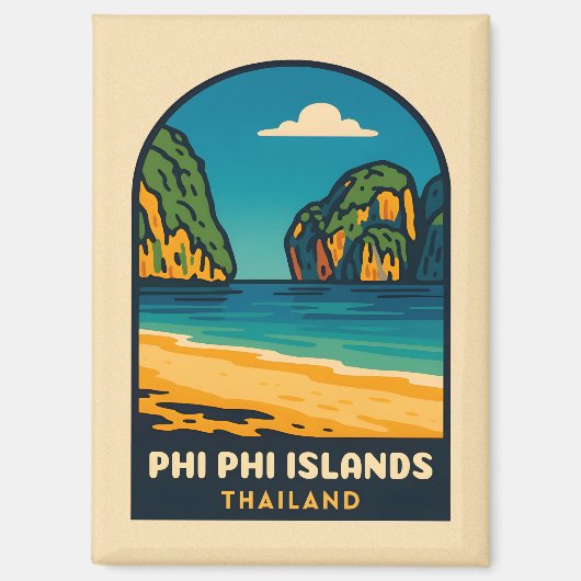 Aimant Vintage voyage Phi Phi Îles Thaïlande Plage (Recto)