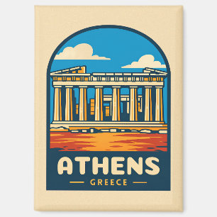 Aimant Vintage voyage rétro Athènes Grèce Parthenon
