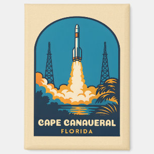 Aimant Vintage voyage rétro Cape Canaveral Floride Rocket