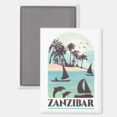 Aimant Vintage voyage rétro de Zanzibar Afrique (Recto/Verso)