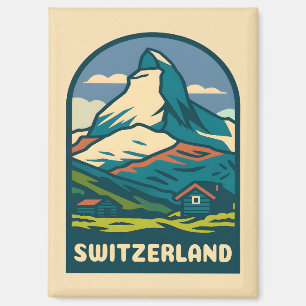 Aimant Vintage voyage rétro Suisse Matterhorn