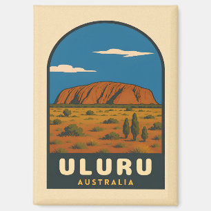 Aimant Vintage voyage rétro Uluru Australie Paysage