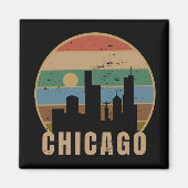 Aimant Vintage voyage Skyline Retro Chicago (Devant)