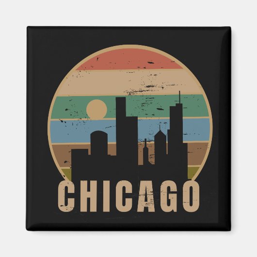 Aimant Vintage voyage Skyline Retro Chicago (Devant)