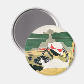 Aimant Vintage voyage, Voiture convertible dans le pays (Recto/Verso)