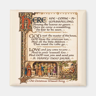 Aimant Vintage Wassail Song Illuminated Manuscript Art 