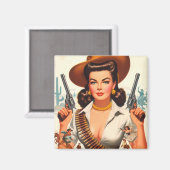 Aimant Vintage Western Pin-up (Recto/Verso)