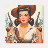 Aimant Vintage Western Pin-up (Devant)