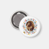 Aimant Vintage Whimsical Floral Frame Photo Chat (Recto/Verso)