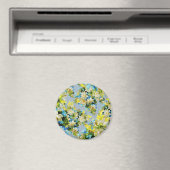 Aimant Vintage Yellow Flowers Floral Pattern (In Situ (Lave-vaisselle))