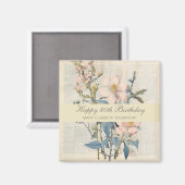 Aimant Vintaqe botanique Fleur sauvage 80e anniversaire (Recto/Verso)