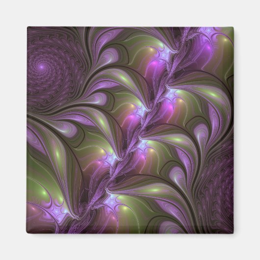 Aimant Violet Abstrait violet violet kaki fractal (Devant)