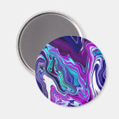 Aimant Violet, Bleu et Turquoise Abstrait Fluid Art (Recto/Verso)