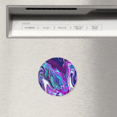 Aimant Violet, Bleu et Turquoise Abstrait Fluid Art (In Situ (Lave-vaisselle))