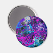 Aimant Violet, bleu moderne Abstrait Fluid Art Cellule de (Recto/Verso)