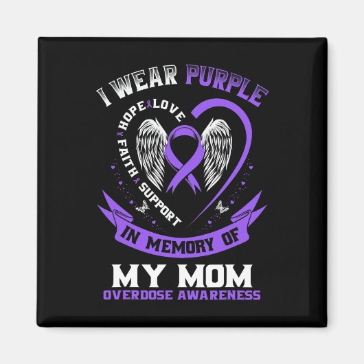 Aimant Violet en mémoire de ma mère Conscience de l'overd (Devant)