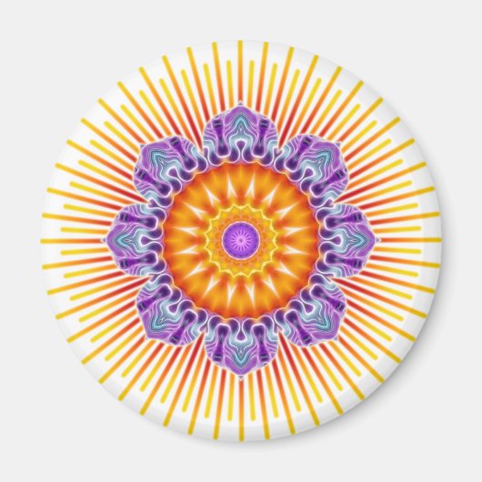 Aimant Violet jaune mandala (Devant)