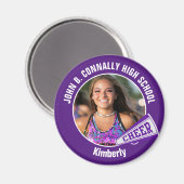 Aimant Violet Pom-pom girl Photo High School Spirit Cheer (Recto/Verso)