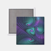 Aimant Violet Rencontre Turquoise Moderne Art Fractal Abs (Recto/Verso)