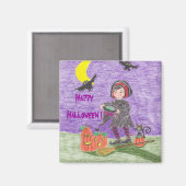 Aimant violet sorcière d'Halloween ! (Recto/Verso)