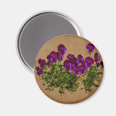 Aimant Violettes pourpres sur floral de papier âgé (Recto/Verso)