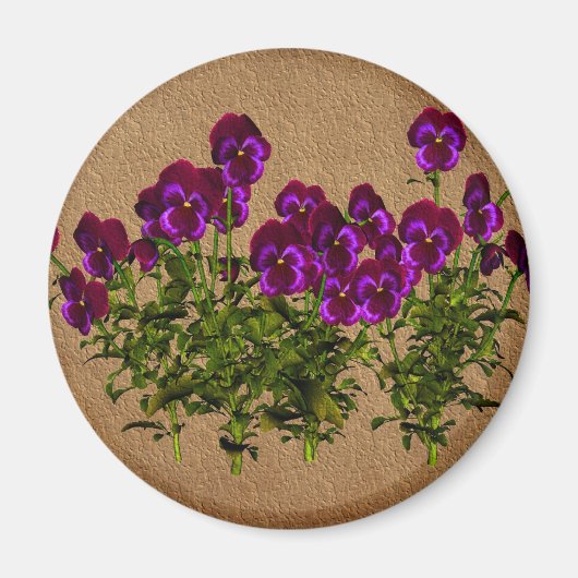 Aimant Violettes pourpres sur floral de papier âgé (Devant)