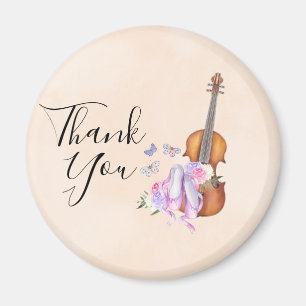 Aimant Violon, Chaussures de Ballet, Fleurs et Papillons