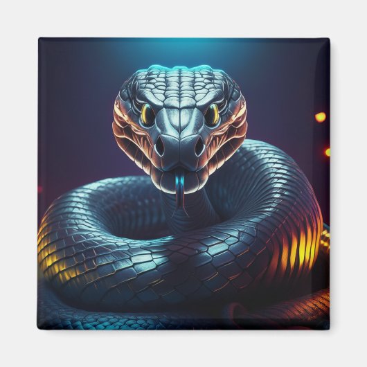 Aimant Vipère argentée serpent langue qui darde (Devant)