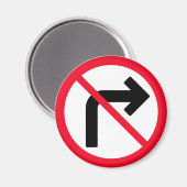 Aimant Virage à droite interdit | Panneau Cercle rouge | (Recto/Verso)