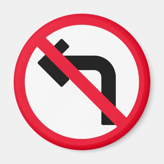 Aimant Virage à gauche interdit | Panneau Cercle rouge |  (Devant)