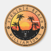 Aimant Virginia Beach USA Retro Sunset Souvenirs 60s (Devant)