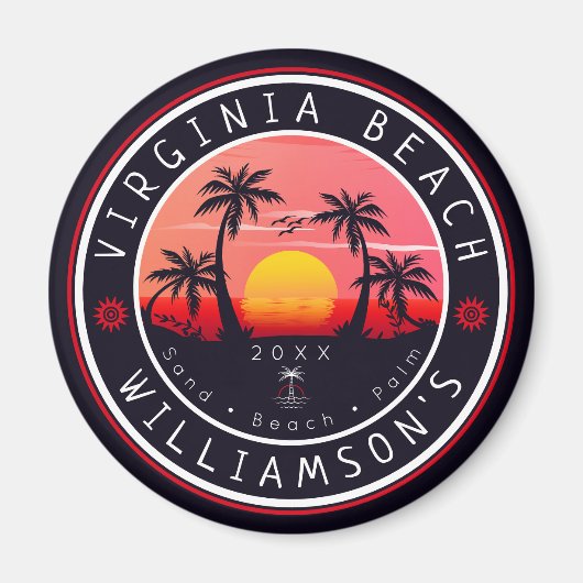 Aimant Virginia Beach USA Retro Sunset Souvenirs 80s (Devant)