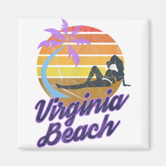Aimant Virginia Beach USA Retro Surf Backpacking America (Devant)