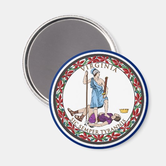 Aimant Virginia State Seal, Le drapeau de l'état de Virgi (Recto/Verso)
