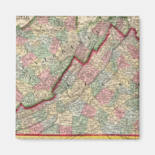 Aimant Virginie, W Virginia Map par Mitchell