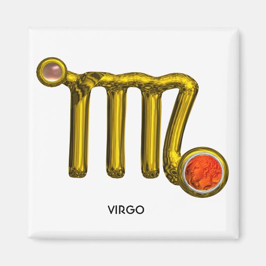 AIMANT VIRGO / GOLD ORANGE AGATE ZODIAC SIGNE JEWEL (Devant)