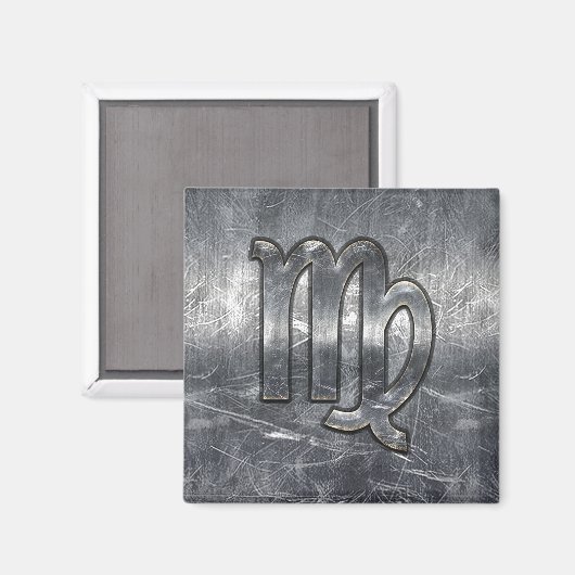 Aimant Virgo Zodiac Sign dans Grunge Distressed Style Dec (Recto/Verso)