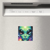 Aimant Visage Alien avec des planètes Réflexions dans les (In Situ (Lave-vaisselle))