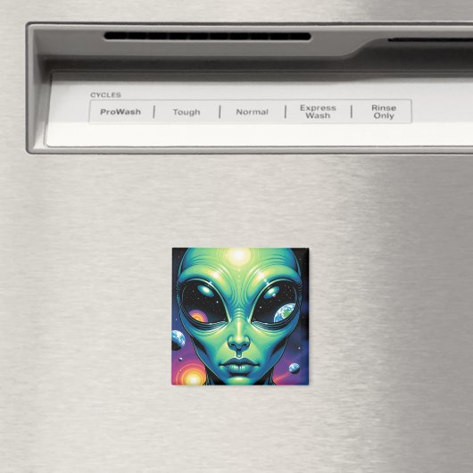 Aimant Visage Alien avec des planètes Réflexions dans les (In Situ (Lave-vaisselle))