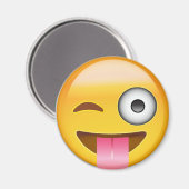 Aimant Visage Avec Coincé La Langue Et L'Oeil Émoji Éclat (Recto/Verso)