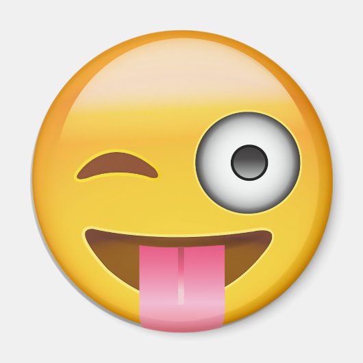 Aimant Visage Avec Coincé La Langue Et L'Oeil Émoji Éclat (Devant)