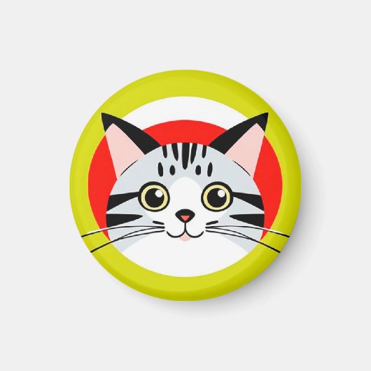 Aimant Visage de chat de dessin animé mignon avec design (Devant)
