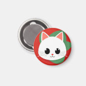 Aimant Visage de chat de dessin animé mignon avec design  (Recto/Verso)