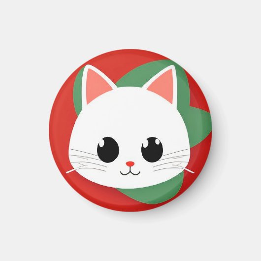 Aimant Visage de chat de dessin animé mignon avec design  (Devant)