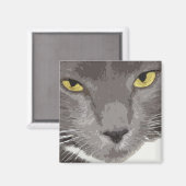 Aimant Visage de chat gris artistique (Recto/Verso)
