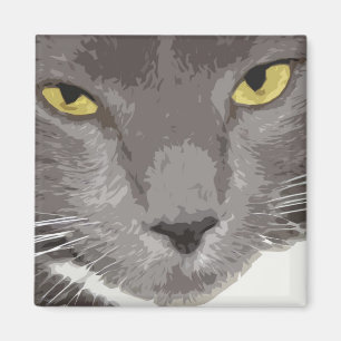 Aimant Visage de chat gris artistique