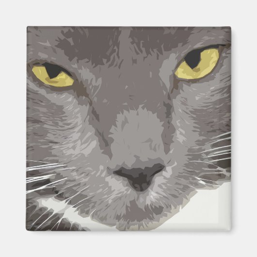 Aimant Visage de chat gris artistique (Devant)